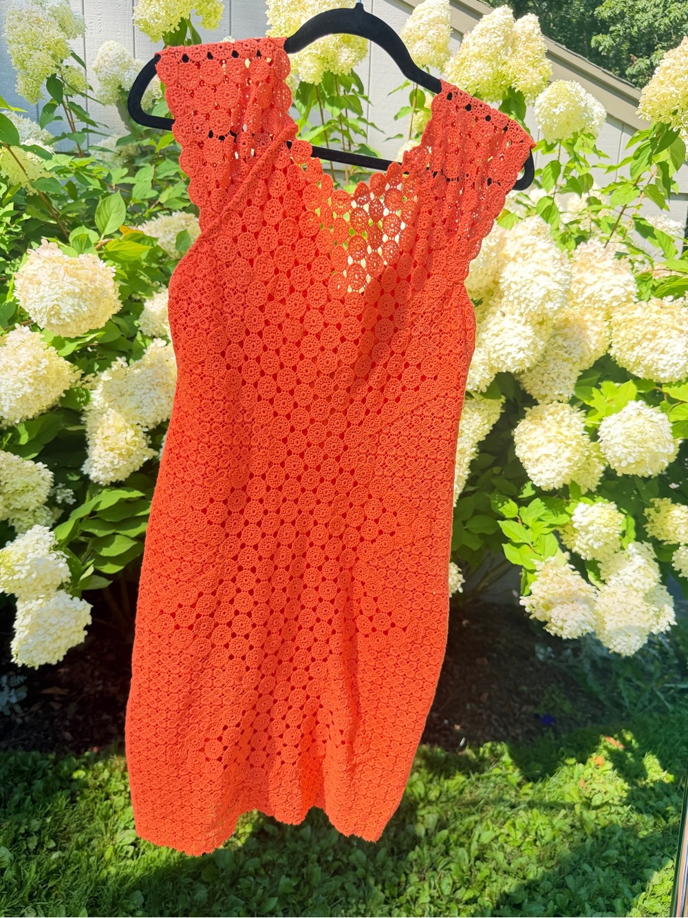 Yoana Baraschi Orange Crochet Midi Dress